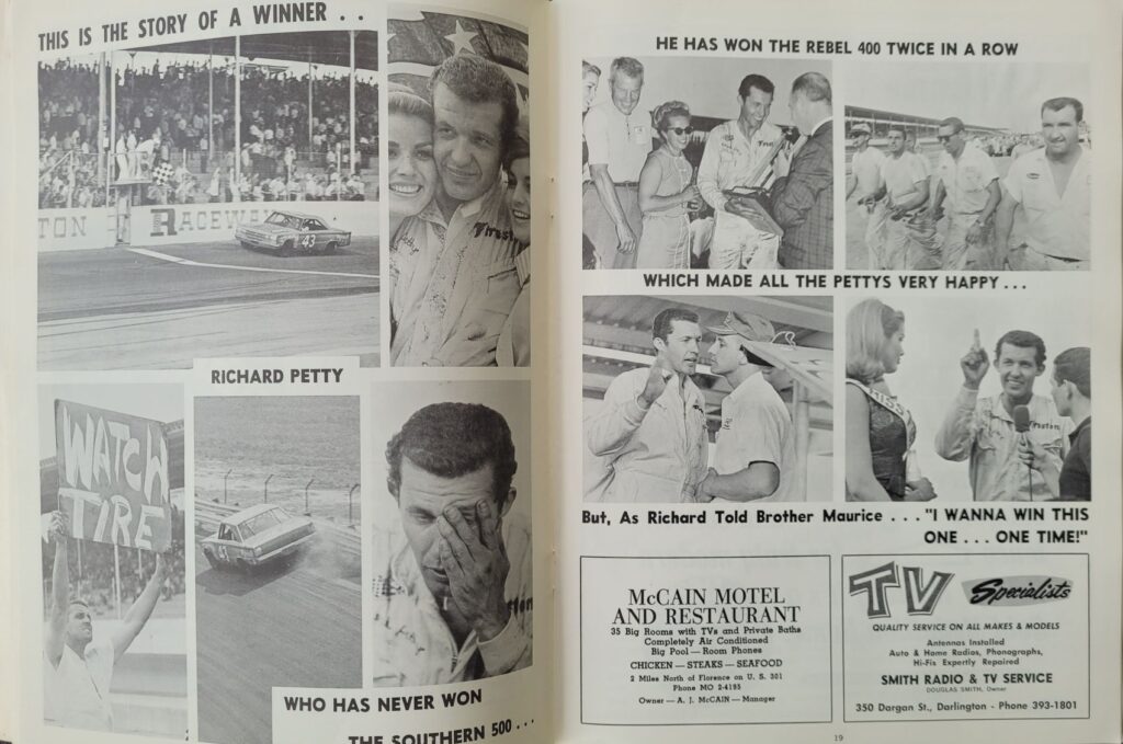 1967 NASCAR Darlington Southern 500 Program - Pages 18-19