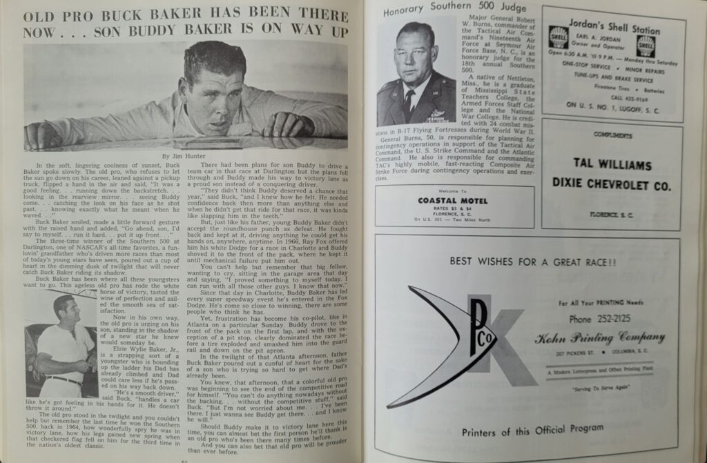 1967 NASCAR Darlington Southern 500 Program - Pages 52-53