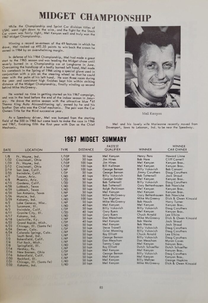 1967 USAC Yearbook Midget Championship