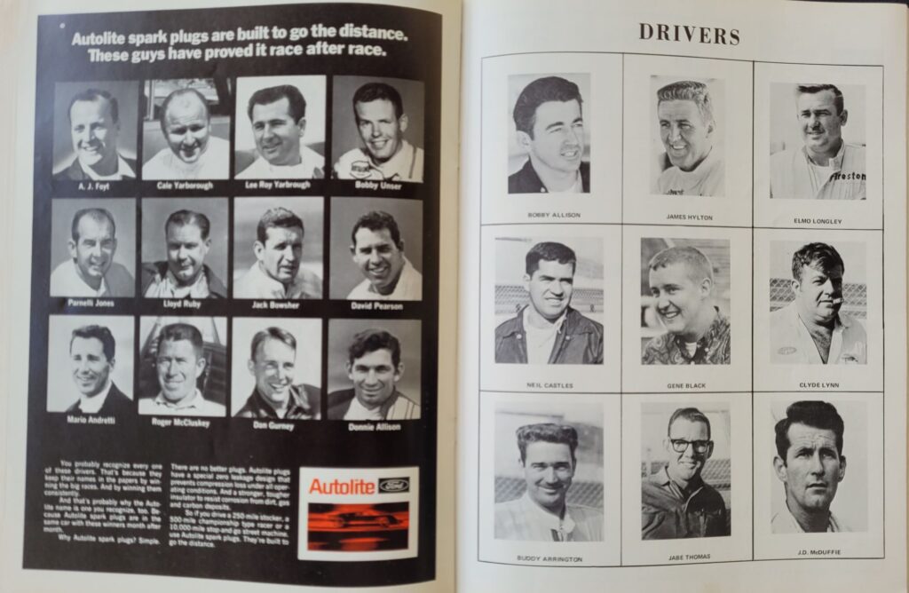 1969 NASCAR Bristol Southeastern 500 Program - Drivers