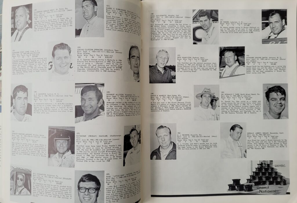 1969 NASCAR Martinsville Virginia 500 Program Drivers