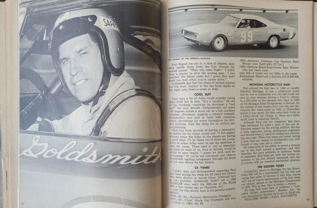 1969 NASCAR Michigan Motor State 500 Program Pages 56-57