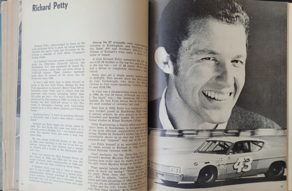 1969 NASCAR Michigan Motor State 500 Program Pages 60-61