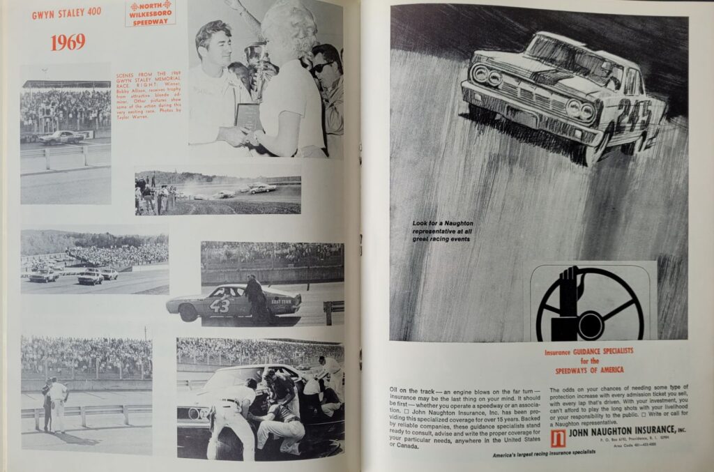 1970 NASCAR North Wilkesboro Gwyn Staley 400 Program - Previous Year's Race