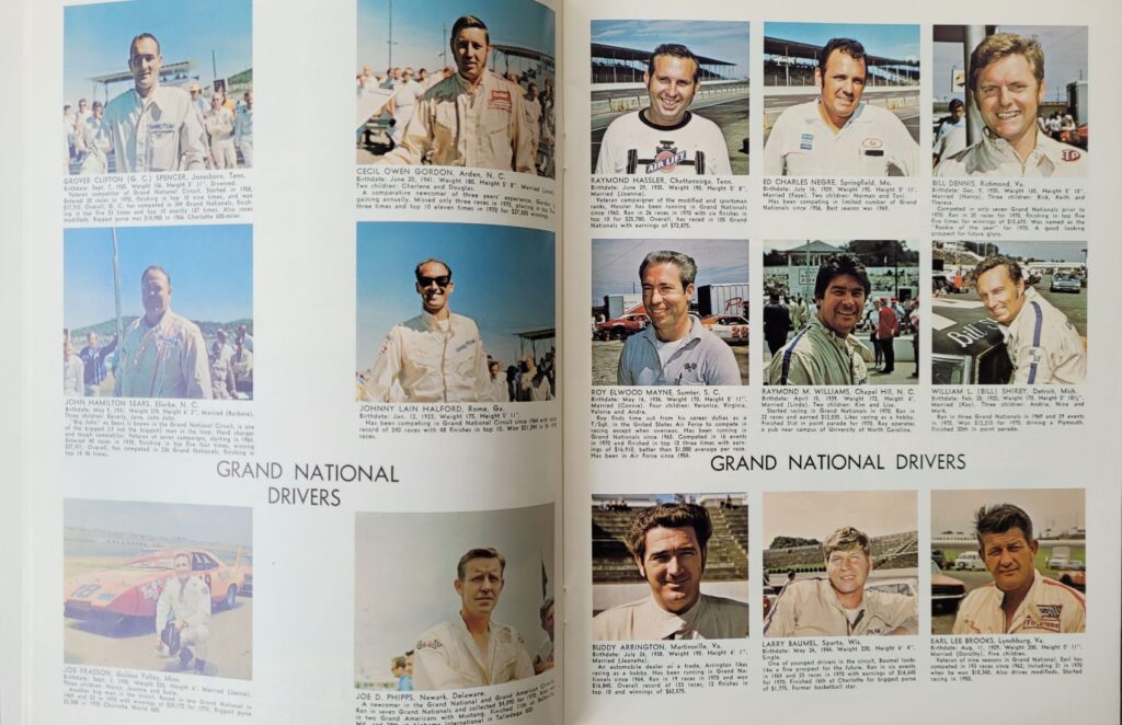 1971 NASCAR North Wilkesboro Gwyn Staley 400 Program - Grand National Drivers