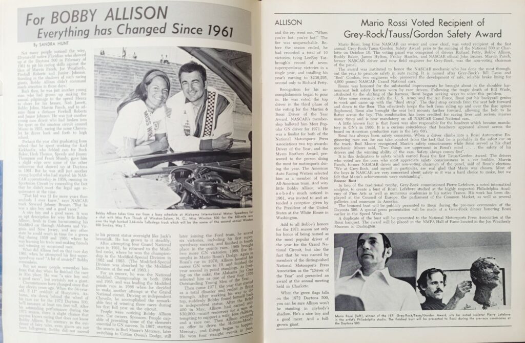 1972 NASCAR North Wilkesboro Gwyn Staley 400 Program - Bobby Allison