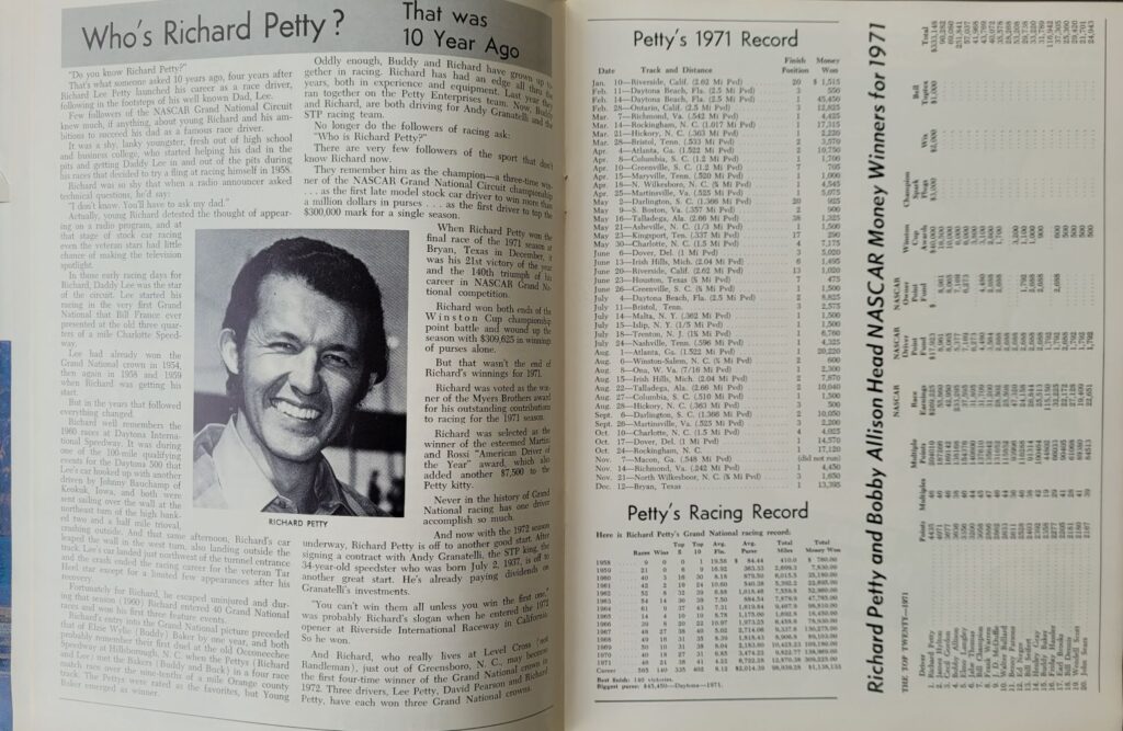 1972 NASCAR North Wilkesboro Gwyn Staley 400 Program - Richard Petty