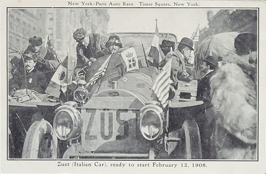 1908 Garfield Tea Syrup New York to Paris Trade Card - Zust Italian Car.