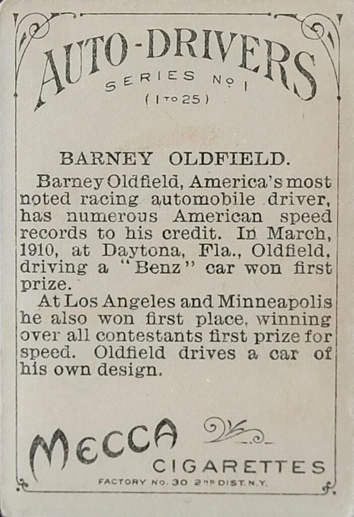 1911 American Tobacco Auto Drivers (T36) Barney Oldfield