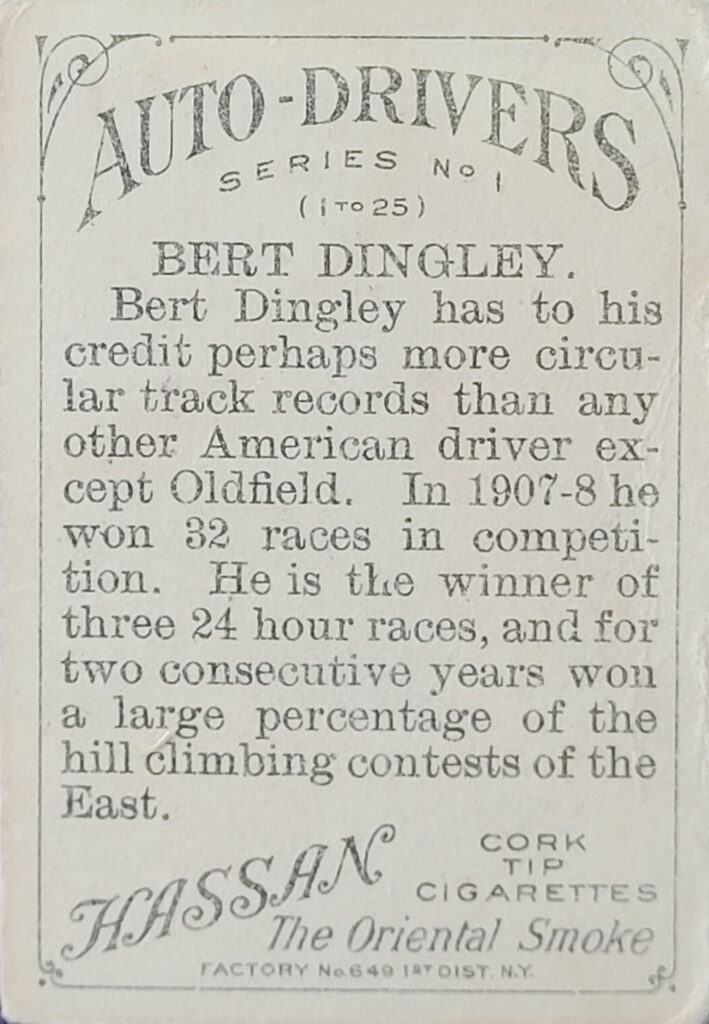 1911 American Tobacco Auto Drivers (T36) Bert Dingley