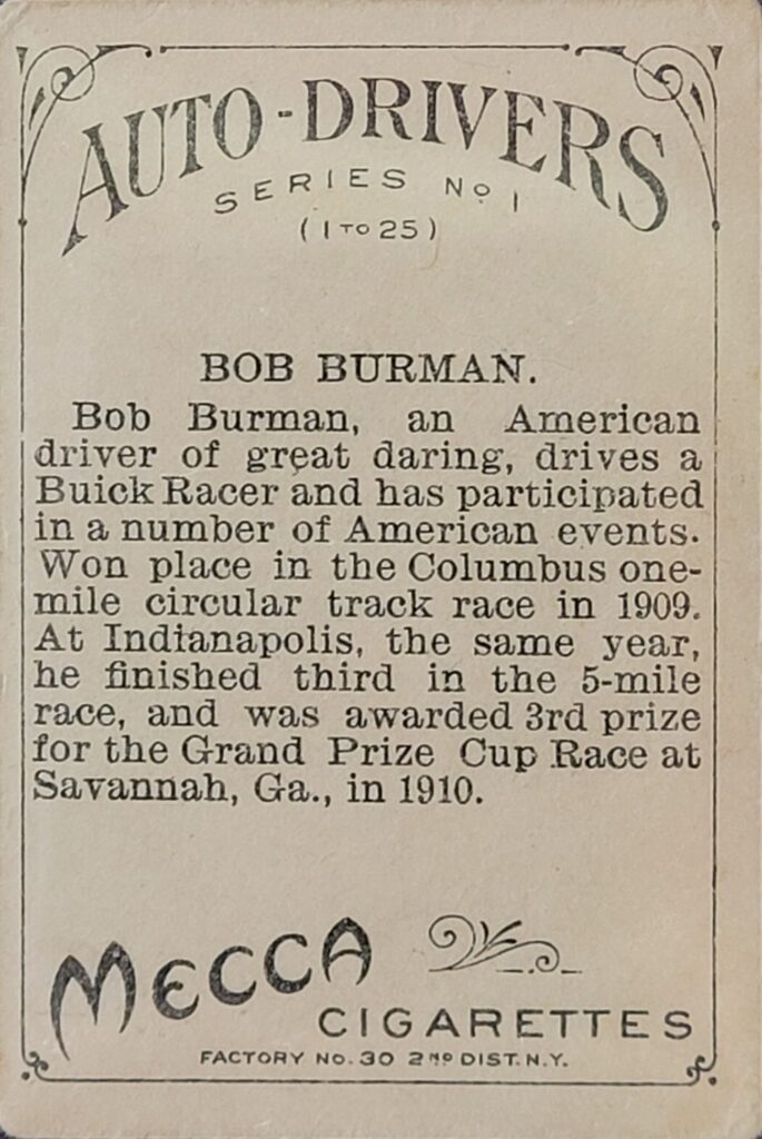1911 American Tobacco Auto Drivers (T36) Bob Burman
