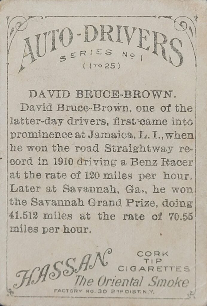 1911 American Tobacco Auto Drivers (T36) David Bruce-Brown