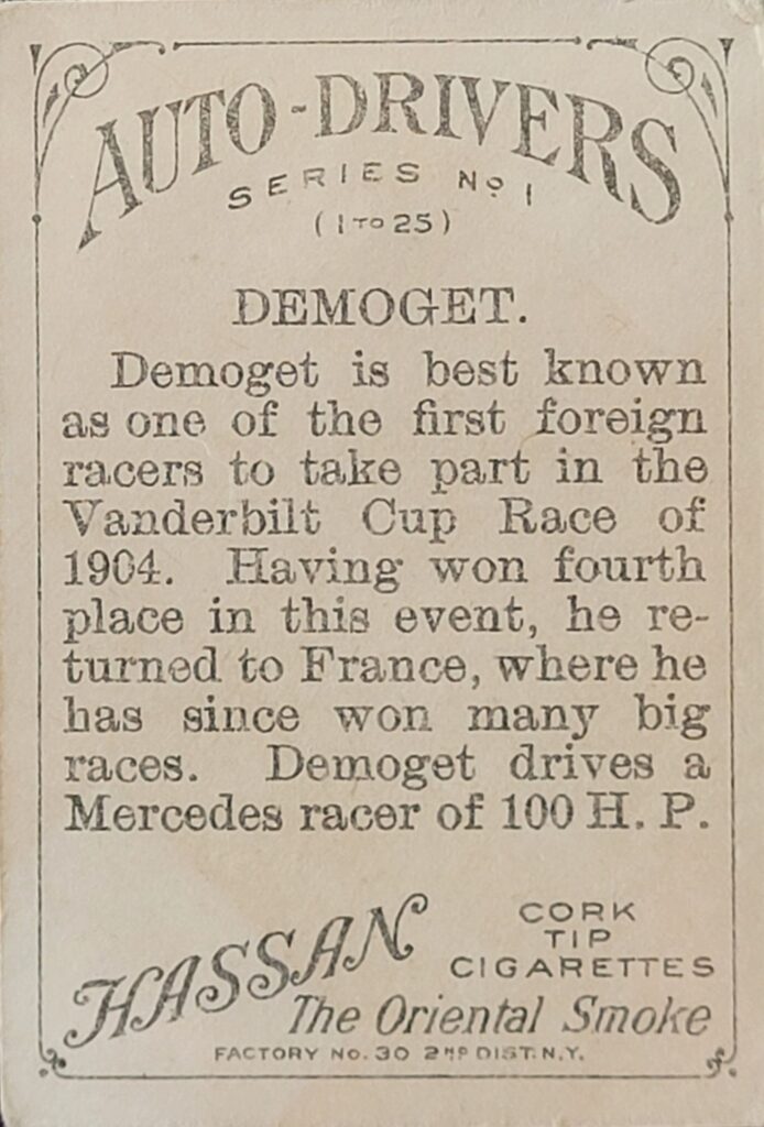 1911 American Tobacco Auto Drivers (T36) Demoget
