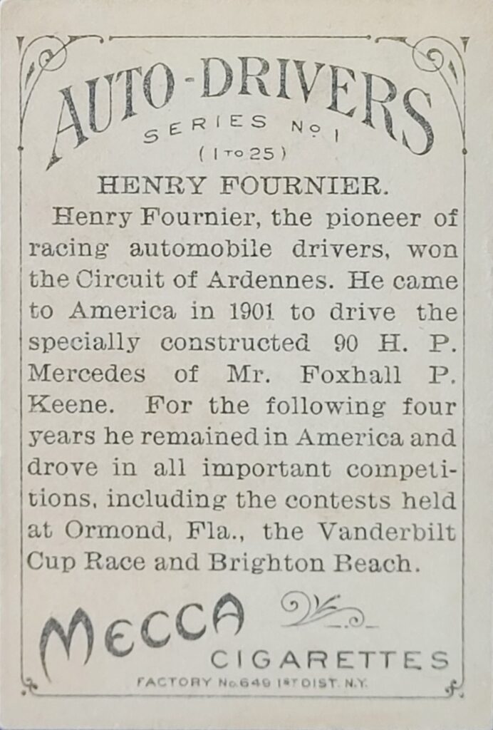 1911 American Tobacco Auto Drivers (T36) Henry Fournier