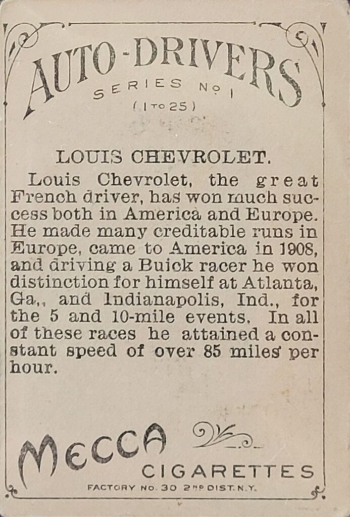 1911 American Tobacco Auto Drivers (T36) Louis Chevrolet