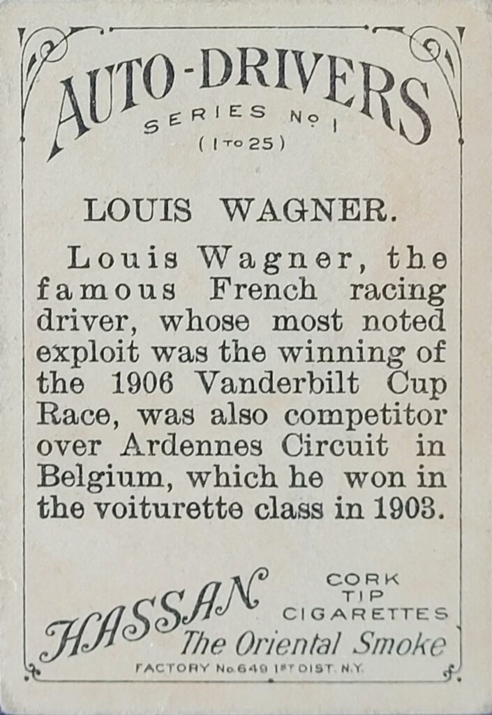 1911 American Tobacco Auto Drivers (T36) Louis Wagner 