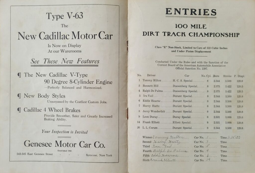 1923 AAA New York State Fair Program - Entries