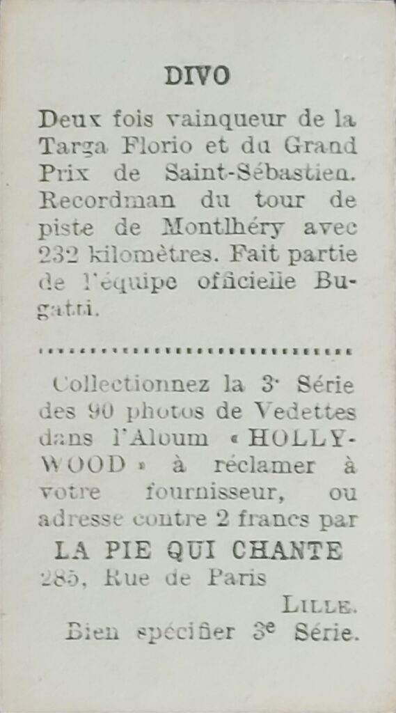 1932 La Pie Qui Chante 
Albert Divo 
Card #B3