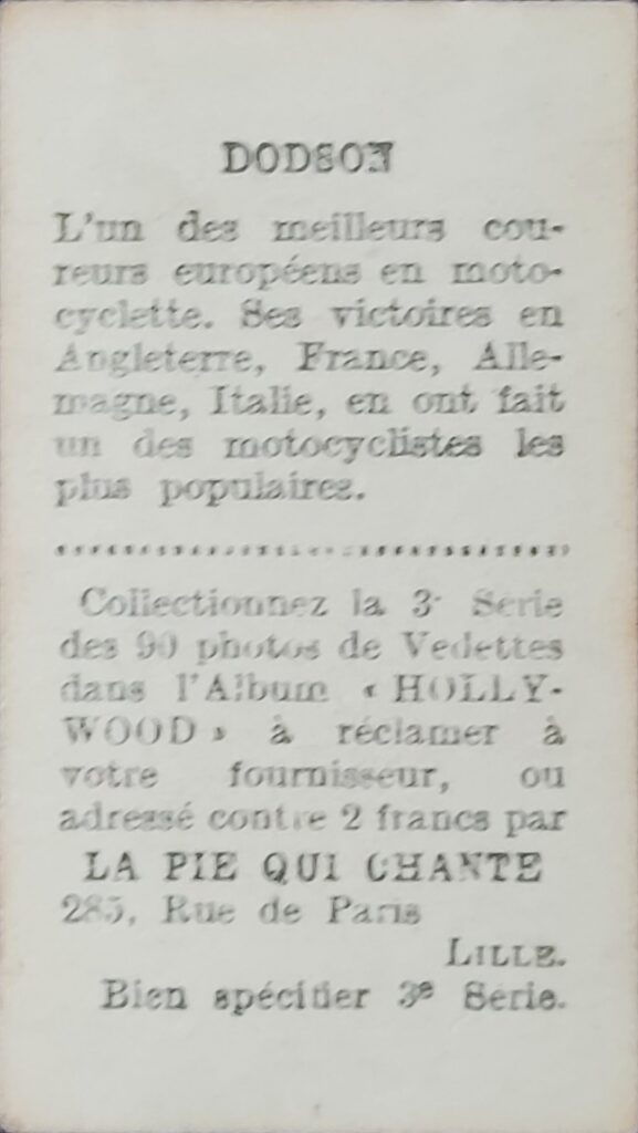 1932 La Pie Qui Chante Charles Dodson
 Card #B49