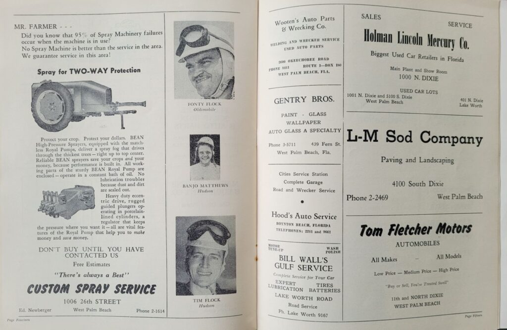 1952 NASCAR Grand National Palm Beach Program - Pages 14-15.