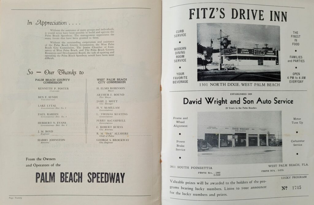 1952 NASCAR Grand National Palm Beach Program - Pages 20-21