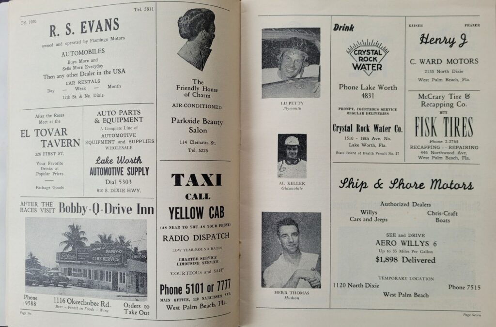 1952 NASCAR Grand National Palm Beach Program - Pages 6-7