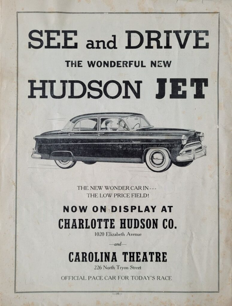 1953 NASCAR Charlotte Speedway Spring Program Back Cover