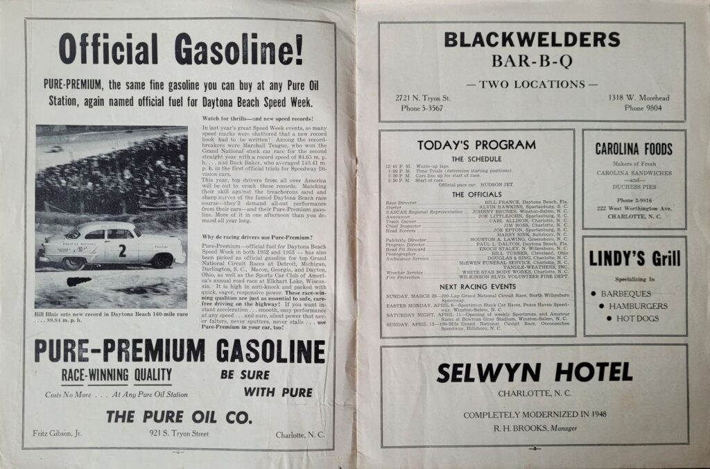 1953 NASCAR Charlotte Speedway Spring Program - Probable Entries