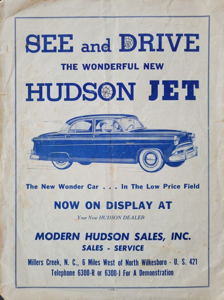 1953 NASCAR North Wilkesboro Spring Program Back Cover