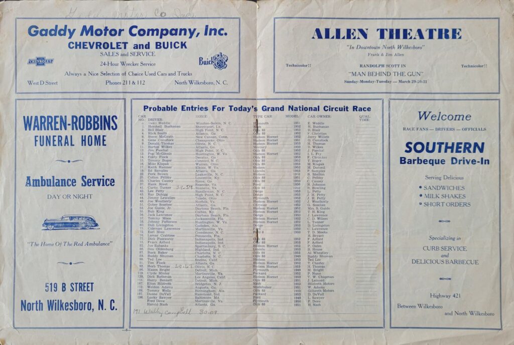 1953 NASCAR North Wilkesboro Spring Program - Pages 6-7