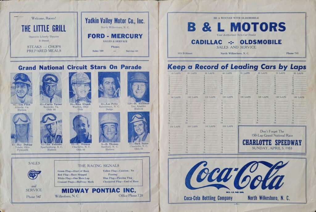 1953 NASCAR North Wilkesboro Spring Program - Pages 8-9