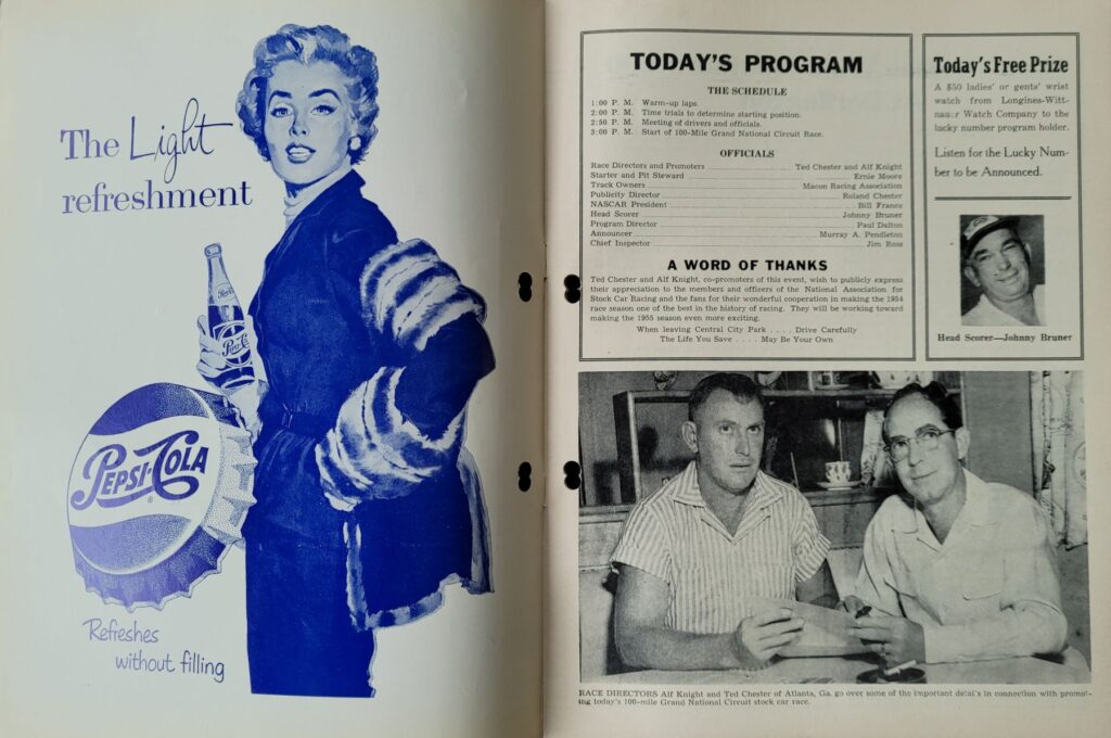 1954 NASCAR Central City Speedway Summer Program - Schedule