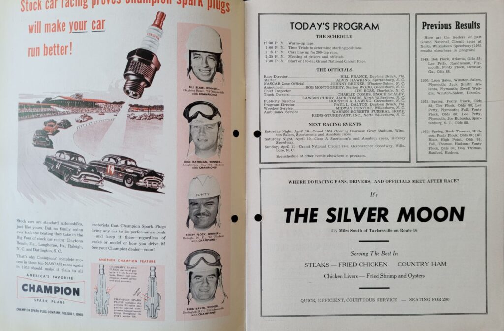 1954 NASCAR North Wilkesboro Spring Program - Page 1