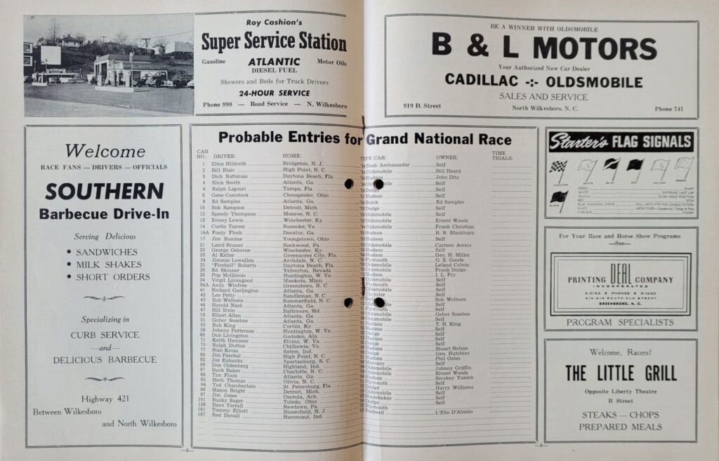 1954 NASCAR North Wilkesboro Spring Program - Pages 8-9