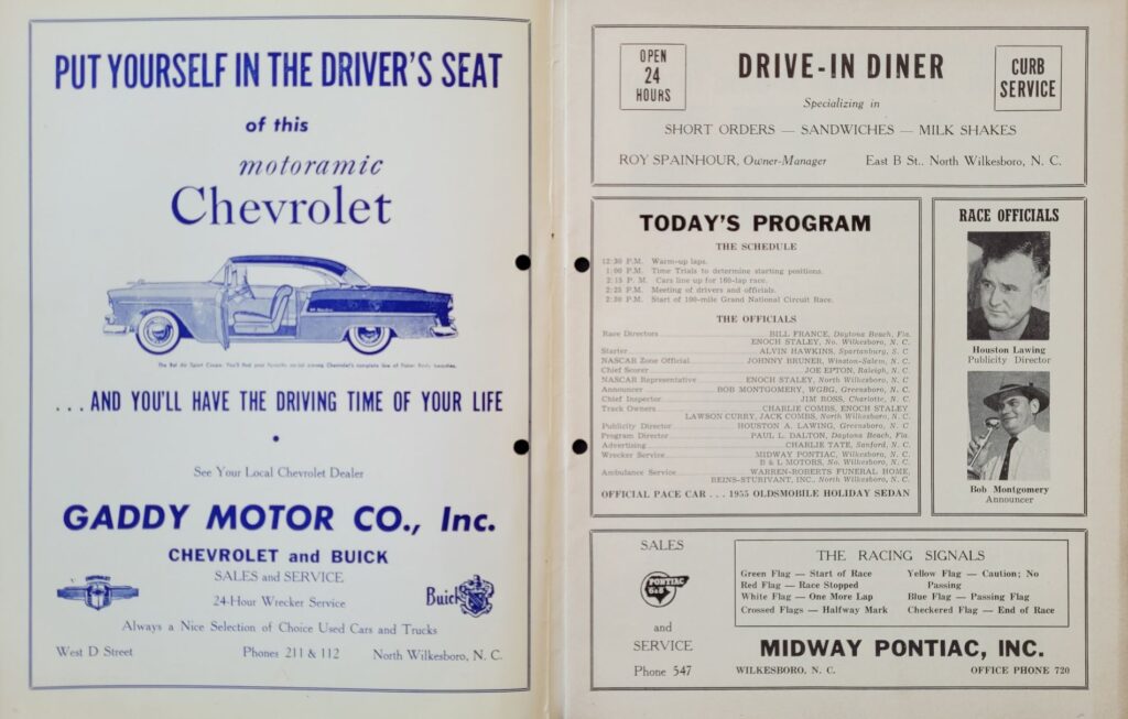 1955 NASCAR North Wilkesboro Spring Program - Schedule