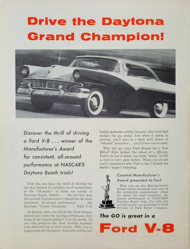 1956 NASCAR GN Hickory Speedway Program Back Cover