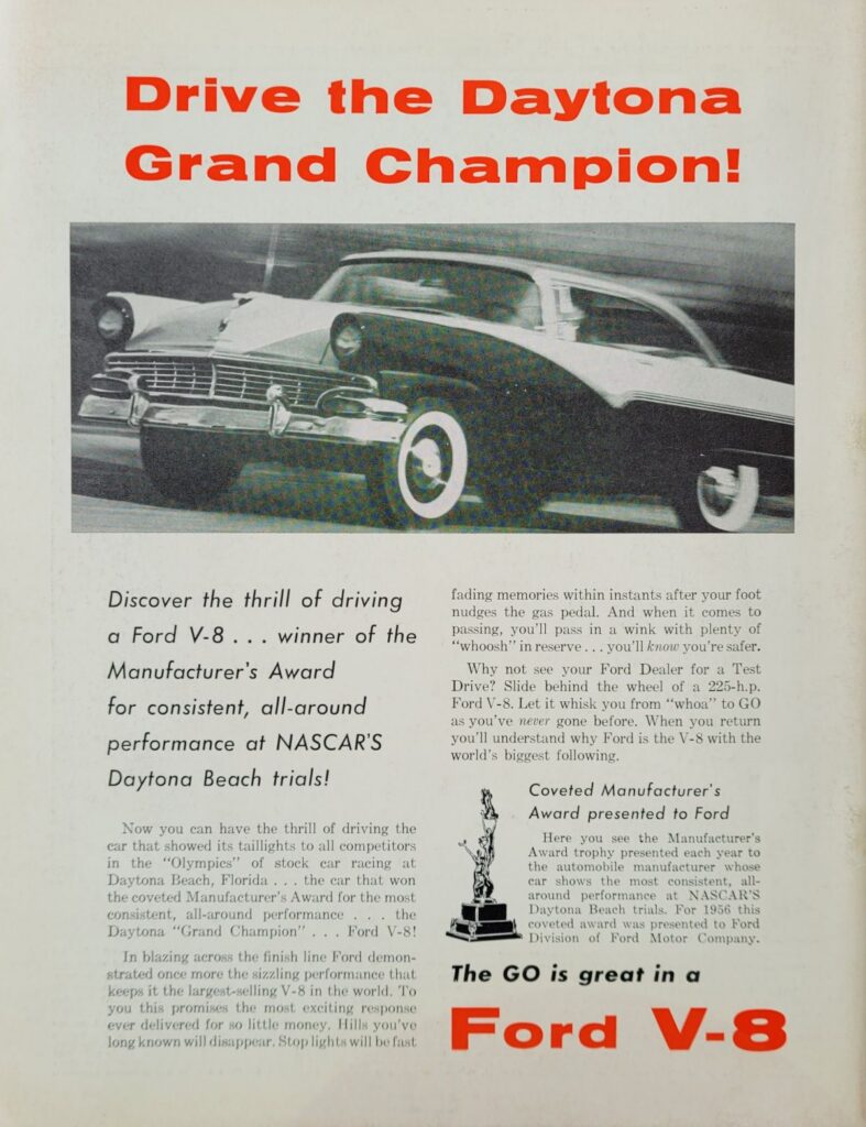 1956 NASCAR GN Orange Speedway Program Back Cover