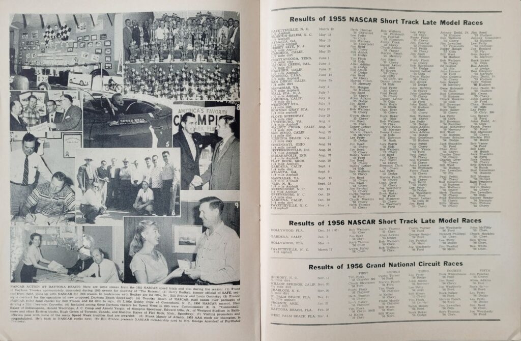 1956 NASCAR Wilson Speedway Grand National Program - 1955 Results
