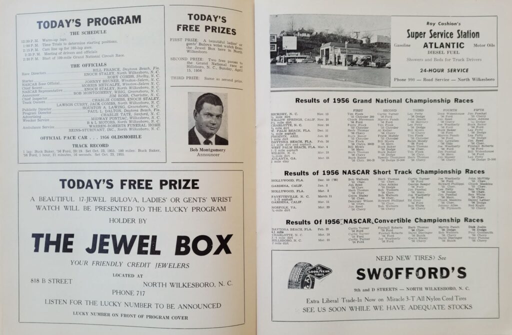 1956 North Wilkesboro Spring Program - Schedule