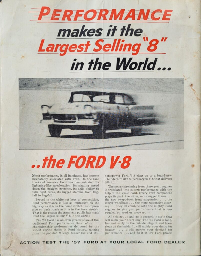 1957 NASCAR Raleigh Sweepstakes Program Back Cover