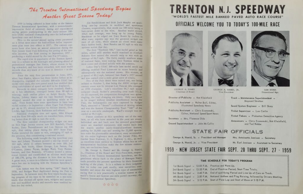 1959 USAC Trenton Speedway April Program - Trenton Speedway