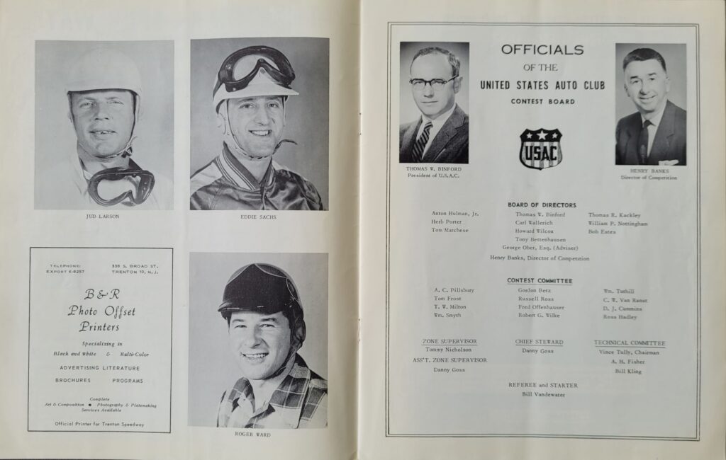 1959 USAC Trenton Speedway April Program - USAC Officials