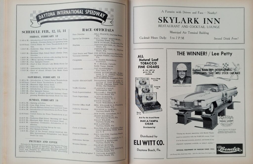 1960 NASCAR Daytona 500 Program - Detailed Schedule