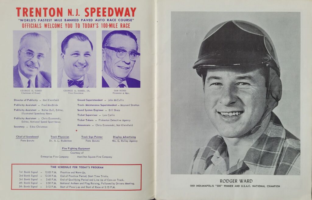 1960 USAC Trenton Speedway April Program - Rodger Ward