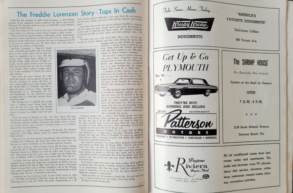 1964 NASCAR Daytona 500 Program - Fred Lorenzen.