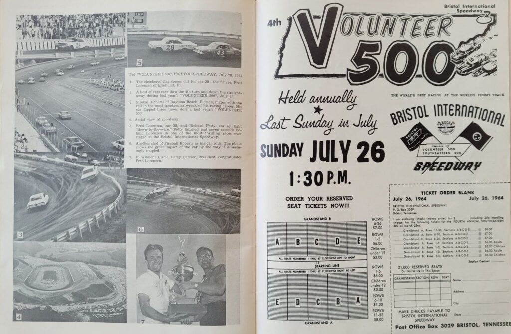 1964 NASCAR North Wilkesboro Gwyn Staley Memorial Program - Bristol
