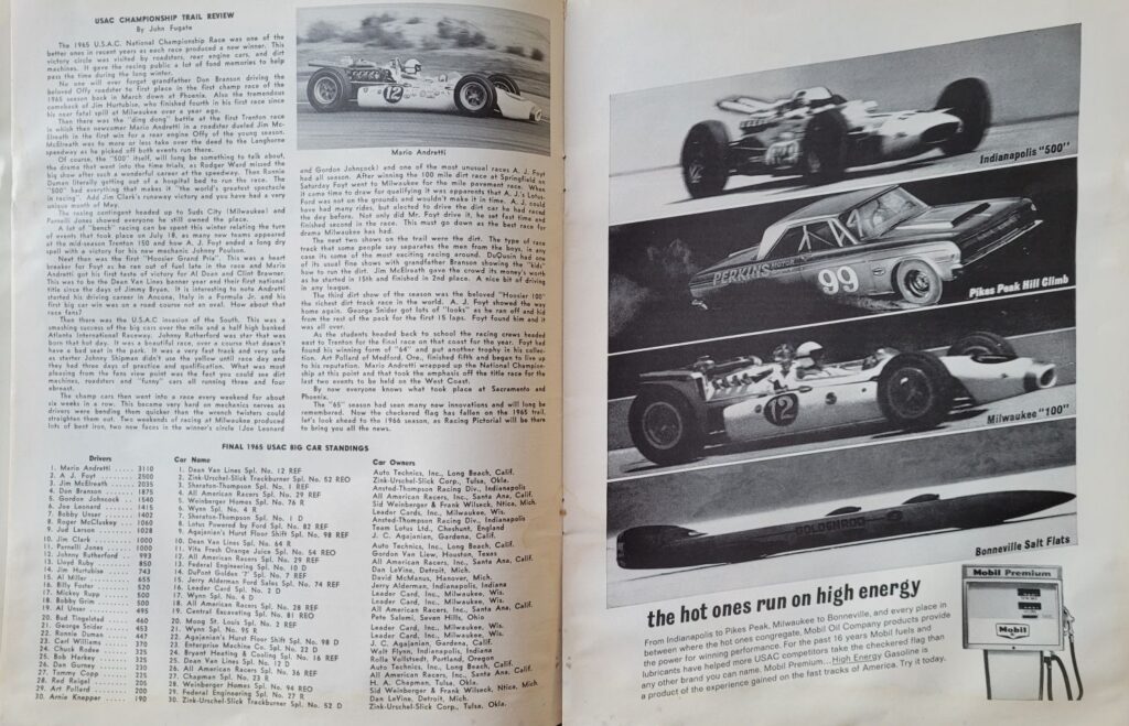 1966 USAC Phoenix Jimmy Bryan 150 Program - 1965 USAC Review