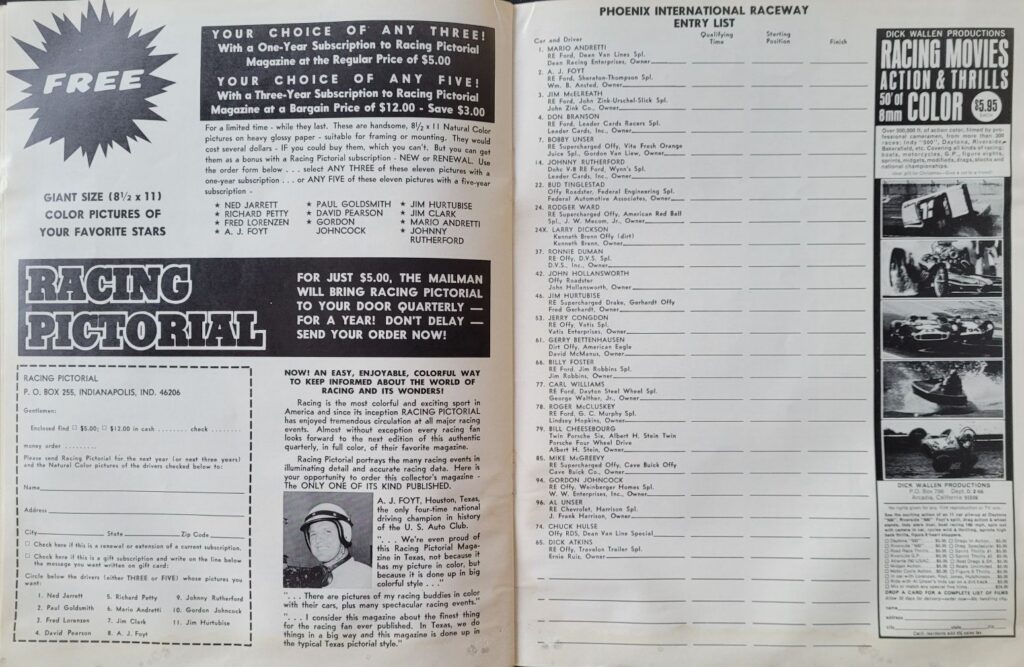 1966 USAC Phoenix Jimmy Bryan 150 Program - Entry List
