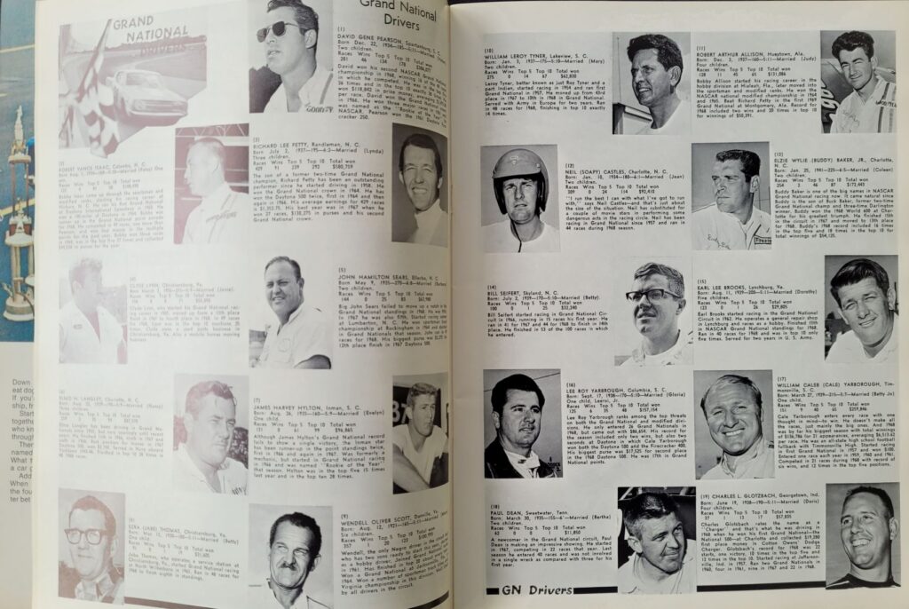 1969 NASCAR Dover Mason-Dixon 300 Program - Grand National Drivers