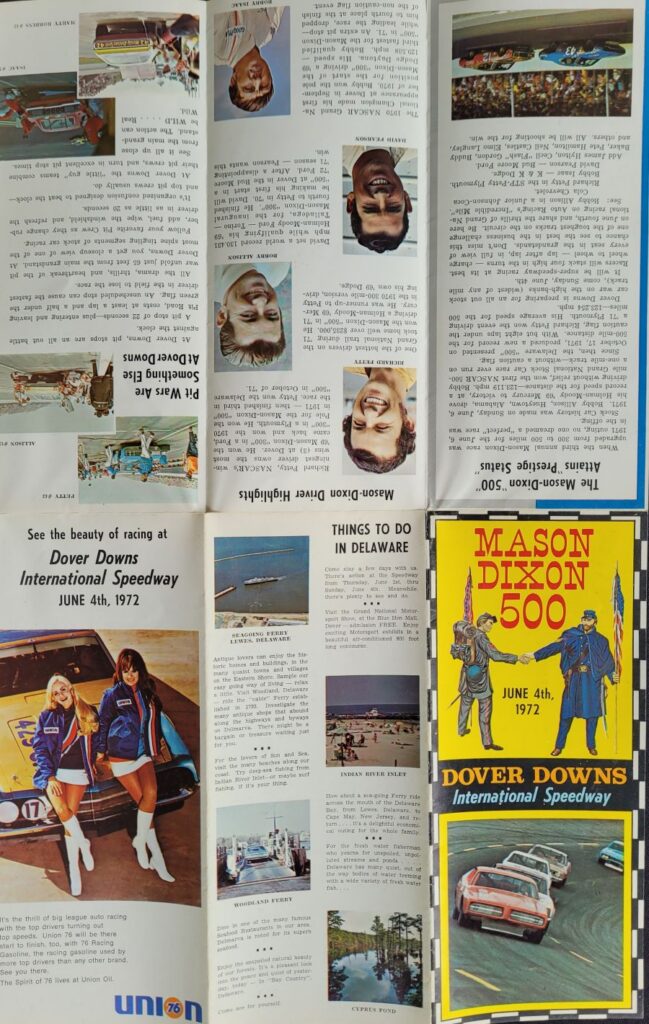 1972 NASCAR Dover Mason-Dixon 500 Brochure Exterior Foldout